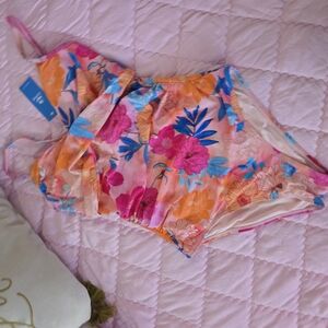 Cupshe Floral One Piece Swimsuit - Pink and Blue